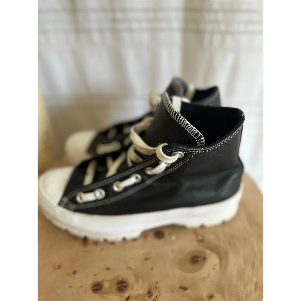 Converse Chuck Taylor AllStar Lugged Leather Sneakers Women's 6.5 Black High Top